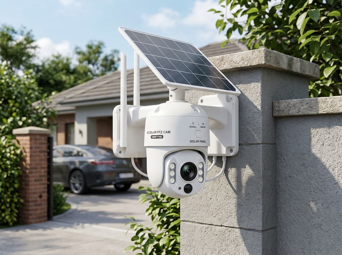 Solar-Powered 4G/WiFi 360° Outdoor PTZ Security Camera & Floodlight